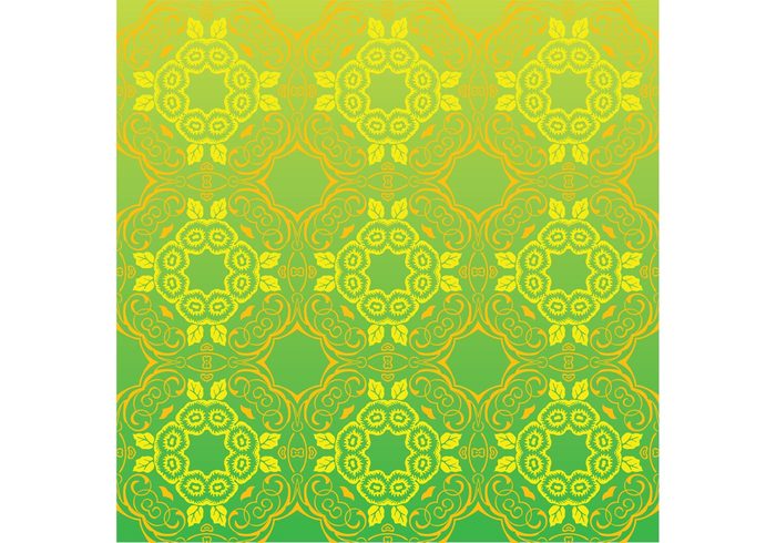 Textile psychedelic print plants pattern op art nature green fresh floral Design footage background backdrop 