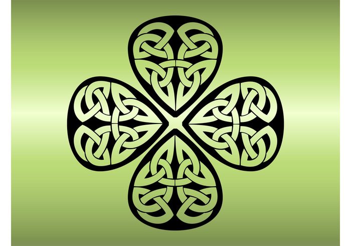 tribal tattoo Superstition plant pattern leaves Irish Ireland ink good luck gambling four leaf clover celtic belief 