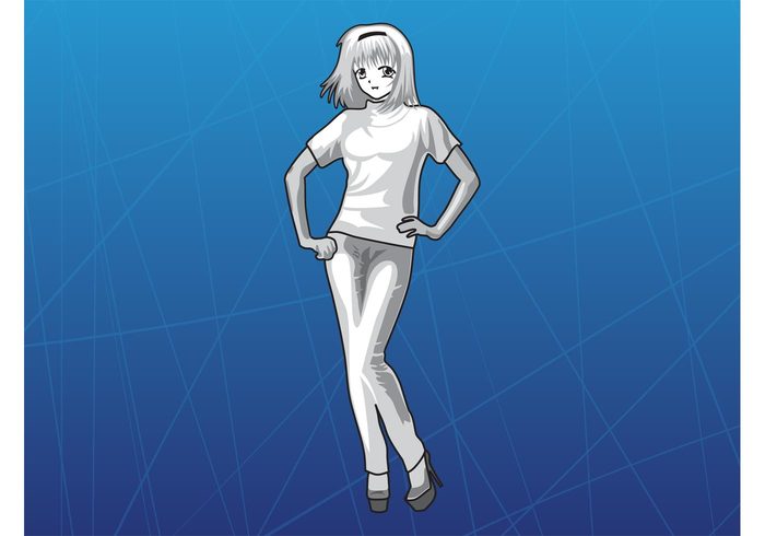 woman Smile pretty model high heels figurine figure female fashion fantasy cute character blonde Anime 