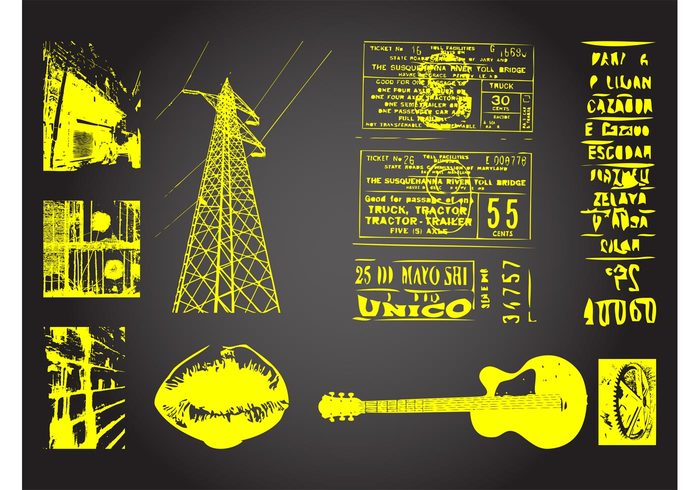 wires Transmission tower sexy musical instrument music lips kiss guitar grunge energy Electricity pole electric Design Elements decorations abstract 