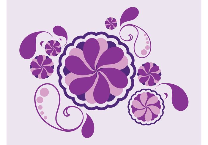 waving Teardrops swirls stylized stickers spring Simplified plants flowers floral drops dots decorative decorations decals blossoms abstract 