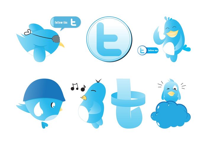 website web twitter tweet T social network social online mascots internet icon follow comic characters cartoon button birds bird 
