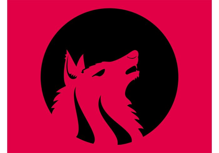 wildlife wilderness teeth stylized sticker round logo Howl fur circle animal 