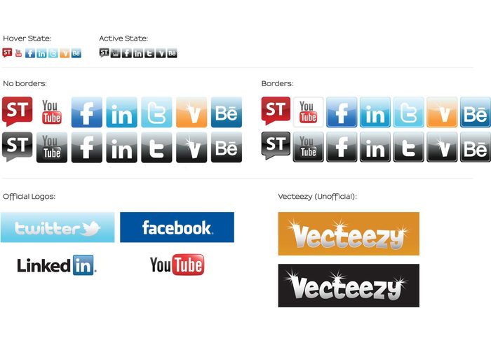 youtube Vecteezy Logo twitter tweet Stock Twits social media icons Ley's Designs icons Facebook behance 