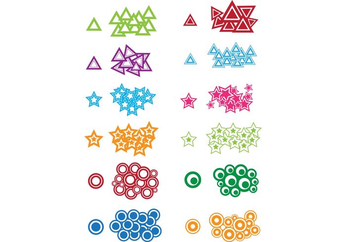 triangles stars shapes clusters circles 
