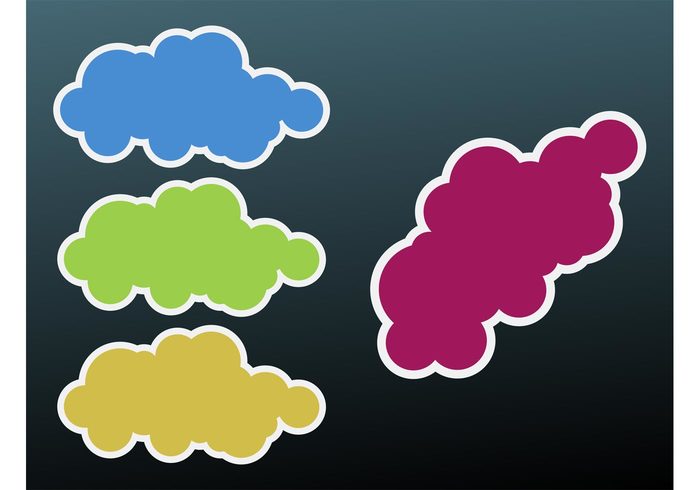 weather templates stickers nature logos labels fluffy decals computing Comic Book Cloud vectors climate cartoon banners 