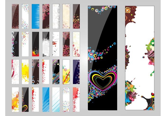 stars splatter splashes rectangular Rectangles love hearts grunge geometric shapes colors bookmarks banners abstract 