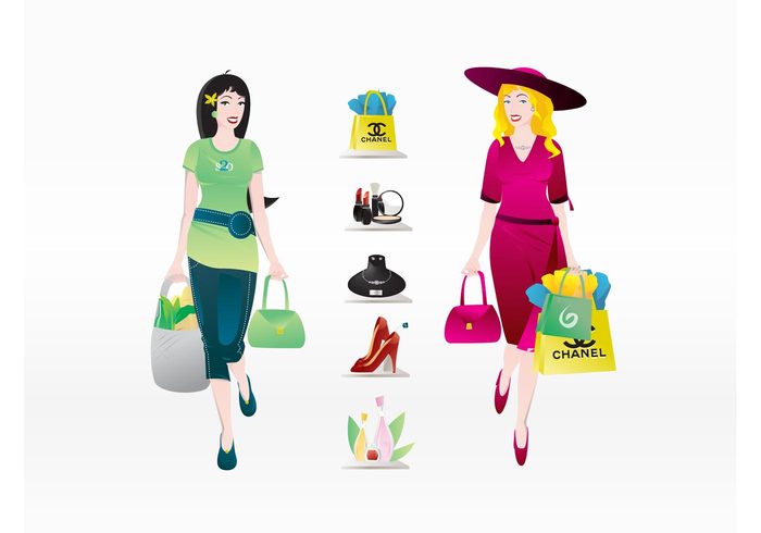 woman shopping shop shoes make-up lipstick lifestyle girl female fashion characters Chanel Cartoons beauty 