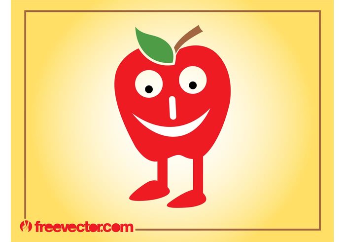 vitamins Smile mascot Healthy happy fruit food comic character cartoon apple 