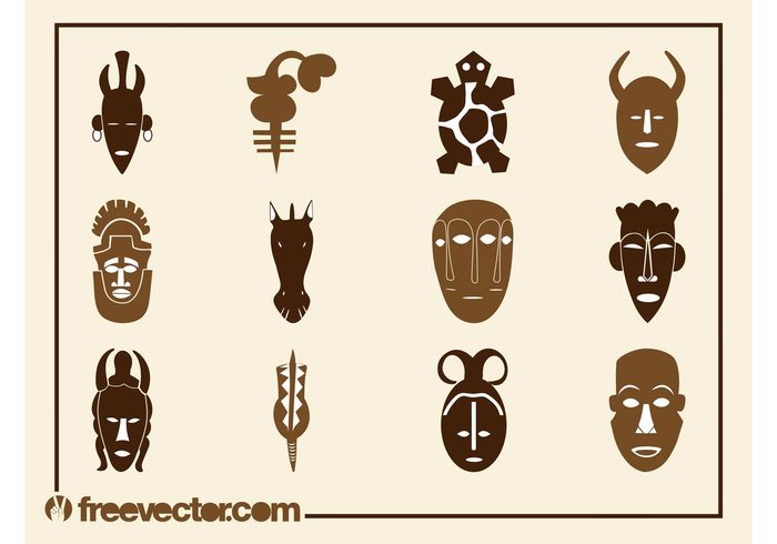 turtle Tribes tribe tribal plant person masks mask horns flower face cow animals african africa abstract 