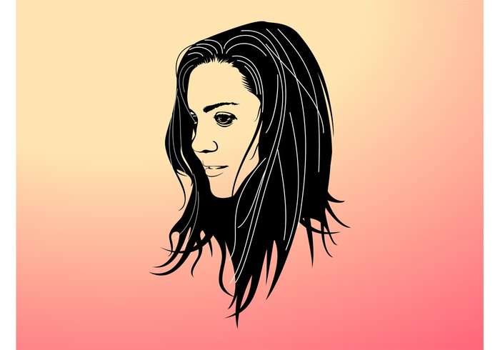 Woman vector stylized Smile Simplified pretty person natural minimal hair girl female face expression emotion beauty 