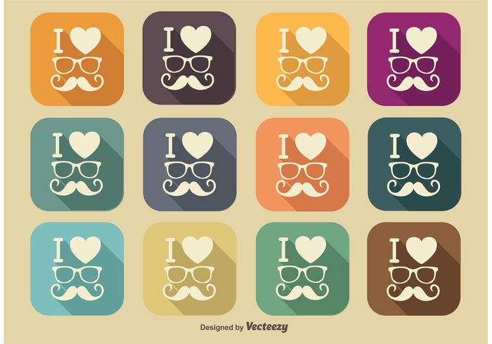 website web vintage vector trendy icons trendy symbol sunglasses style site simple silhouette sign shadow retro icons retro icon retro person moustache icons moustache men long shadow long isolated illustration icon i love moustache hipster icons hipster graphic glasses flat fashion elements design curly cool icons cool dude cool button application app  