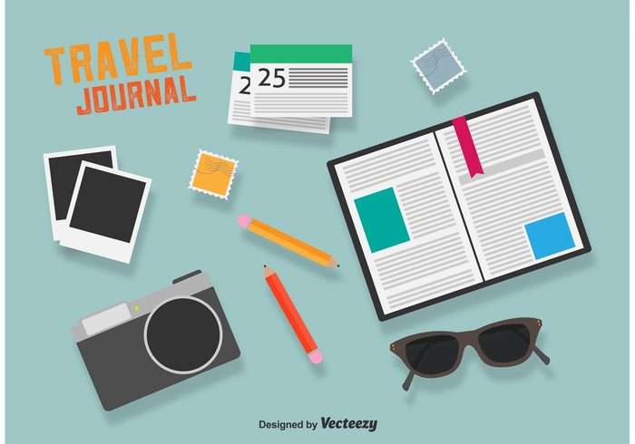 voyage vacation trip travel tourism tour sunglasses summer stamp simple route rest postage planner journal planner notebook note Journey journal flat daily planner business booking 