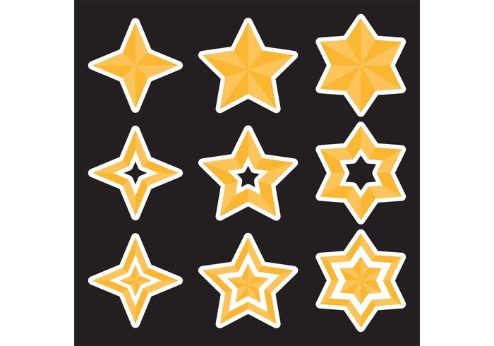 yellow symbol stars star silhouette shape set isolated insignia icon golden gold star gold geometric button award 