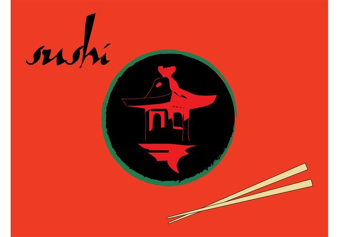 text sketchy round logo japan house food font chopsticks building Asian cuisine asia  