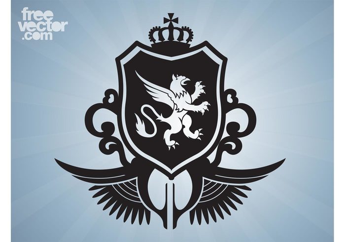 wings swirls royal mythology mythological heraldry heraldic Griffon griffin crown crest creature claws Blazon beak animal 