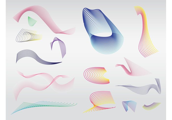 waving waves swirly swirl stylized minimal loop line gradient Design Elements decorative curved colors 