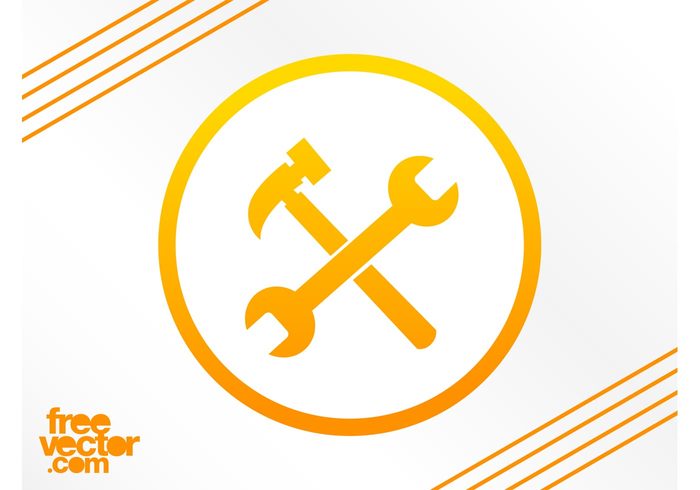 wrench tools round repair mechanic logo icons hammer fix circle badge 
