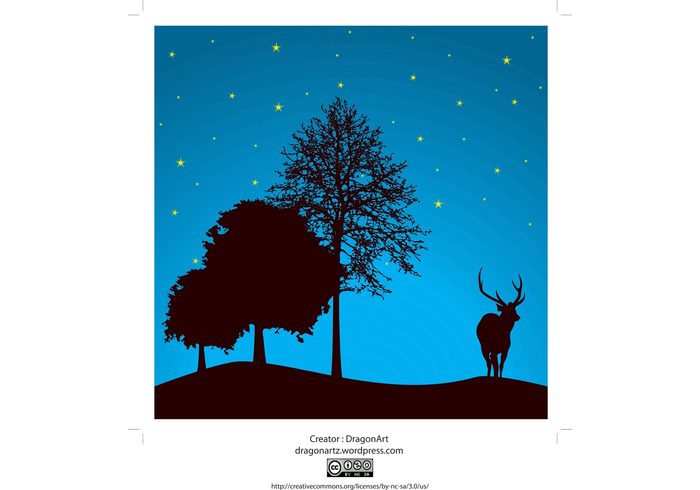 xmas wishes winter stars sky poster new year nature greeting deer cold christmas card blue animal 