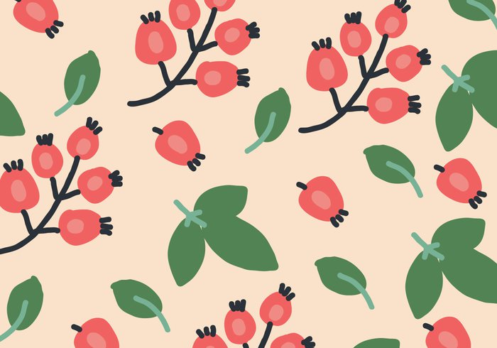 rosehip repeat plants pattern organic nature fruit flowers floral colorful bold background 