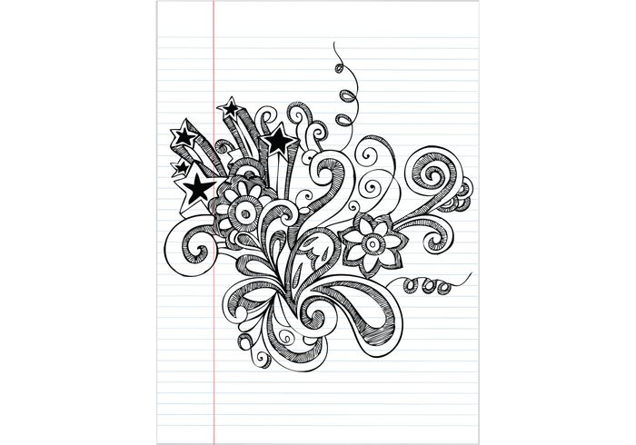 school ornaments notebook paper background hand drawn flowers flourishes floral flourish floral doodle flowers decorative 
