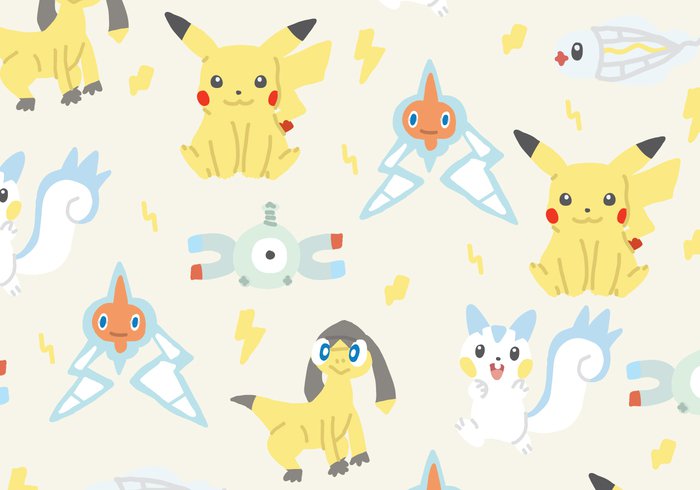 type tynamo rotom repeat Pokemon Pikachu pattern pachirisu magnemite helioptile electric background 
