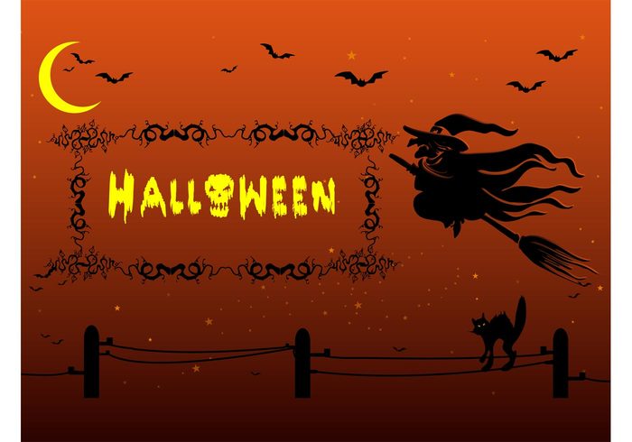 witch stars spooky skull scary October moon holidays hat halloween fly design cat broom bats autumn animals 