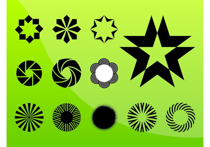waving stars rays logos lines icons flower floral dots decorations decals circular circles buttons badges abstract 