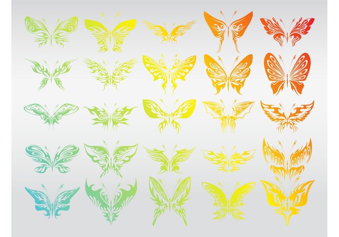 wings tattoo symbol summer spring minimal insect fly elegance delicate decoration collection butterflies animal 