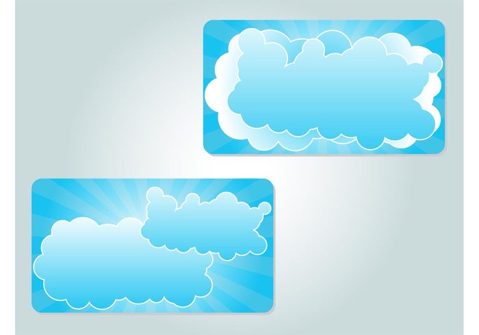 templates sky rounded rectangular Rectangles rays nature lines geometric shapes fluffy clouds business cards 