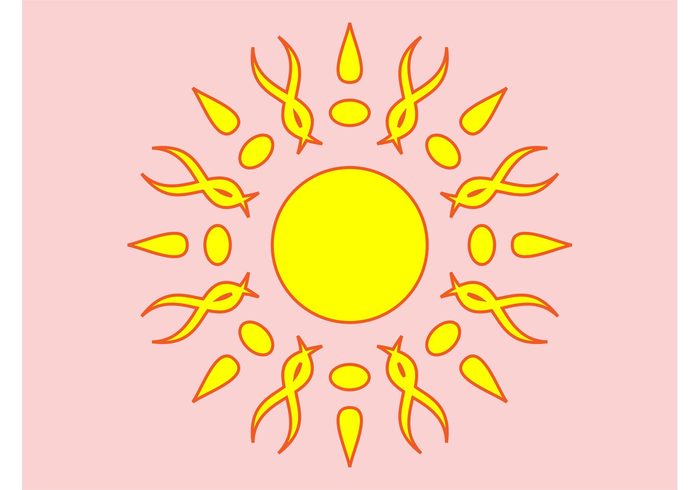 weather sunshine sun summer sticker sky shining rays nature logo icon geometric shapes climate bright 