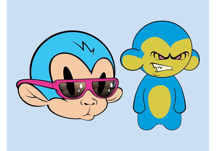 T-shirt prints Surprised sunglasses monkeys monkey mascots mad head evil comic characters cartoon animals angry 