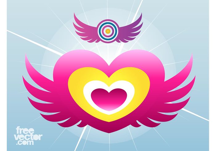 wings winged Wing vectors vector wings valentine stickers round love logos icons heart geometric shapes fly fantasy circles abstract 