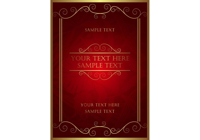 vintage template shiny retro poster luxurious golden gold glossy frame flyer flowers 