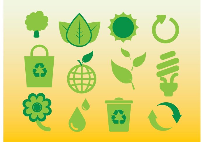 world trees symbols suns recycle plastic paper leaf lamp icons green fresh elements ecology eco earth drop design bin bag arrow 