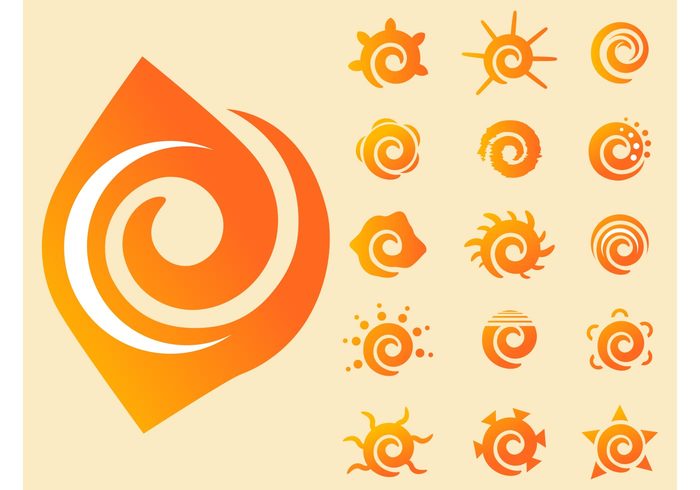 weather vector graphics swirls suns stars spirals rays nature logos Logo templates lines icons climate abstract 