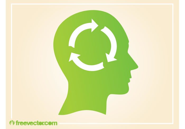 think symbol silhouette recycling recycle profile nature logo icon head ecology eco circle arrows 