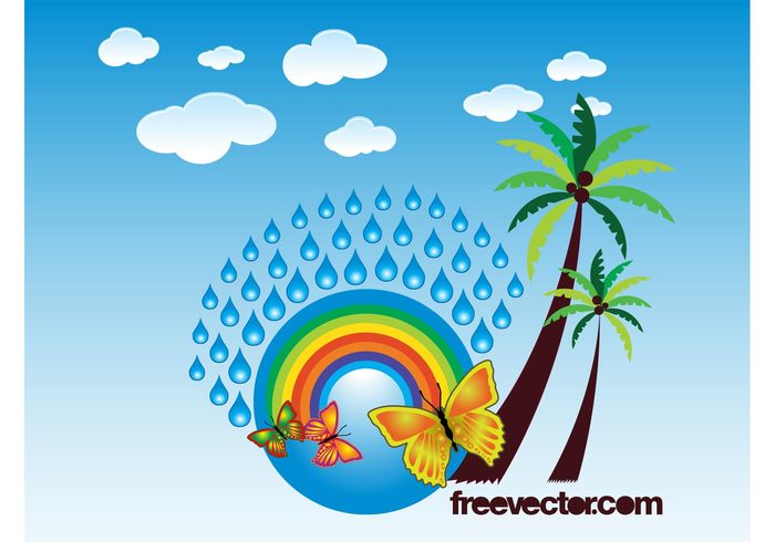 weather water tropical trees traveling travel rainbow rain plants palms nature insects exotic drops clouds butterfly butterflies animals 