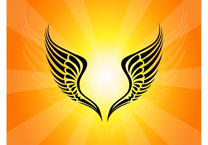 wings vector tribal tattoo sunburst nature ink freedom fly feathers drawing creativity clip art birds artistic 