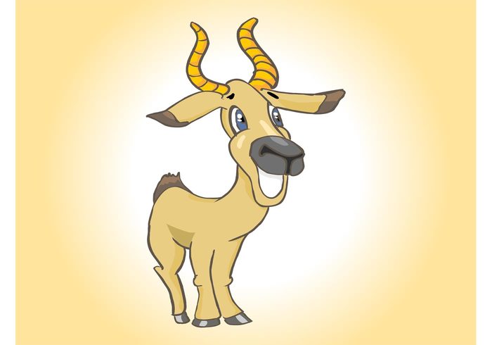 smiling nature mascot horns fauna comic character cartoon Antelope vector Antelope animal african africa 