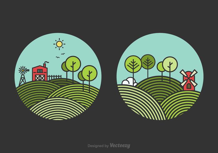 windmill weather village view vector valley tree sun summer sky season scene scape rustic rolling hills Outdoor nature mill meadow living line landscape land illustration Idyllic house hill green grass graphic flat field farmland farm environment ecology design countryside country calm building beautiful background architecture agriculture abstract  