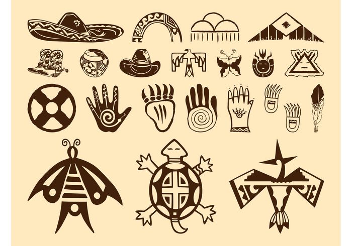 turtle Totem paw palm native american Indian american indian hats hand feather drawings butterfly boots birds animals 