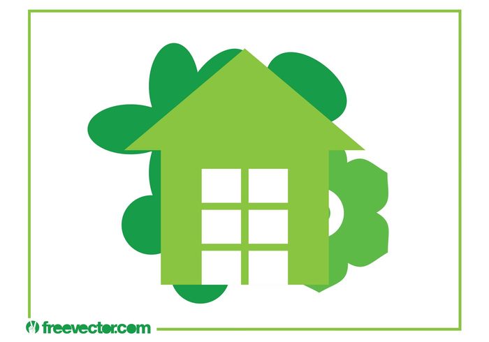 Windows stylized nature logo leaves icon house home flower ecology eco building 