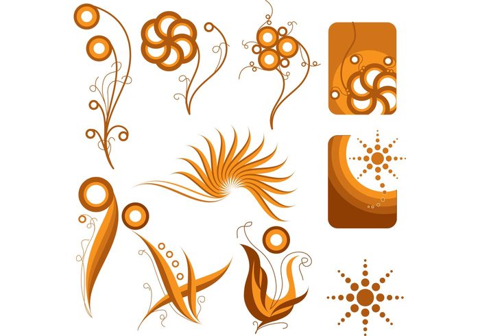 symbols swirl plants ornaments decoration 