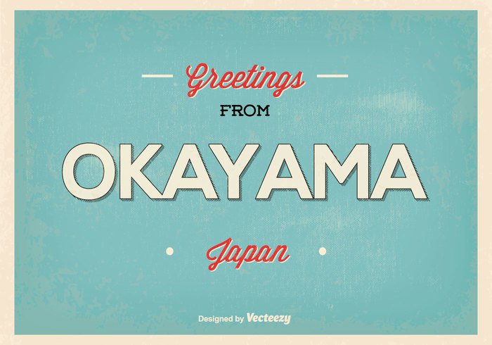 welcome vintage vector travel tower symbol skyline sky retro poster postcard Post card okayama japan okayama office night modern Metropolis logo landmark Japanese japan isolated illustration icon horizontal holiday high greetings from greetinges greeting card greeting front from flat Destination design cover city card business building beautiful banner background asia architecture 