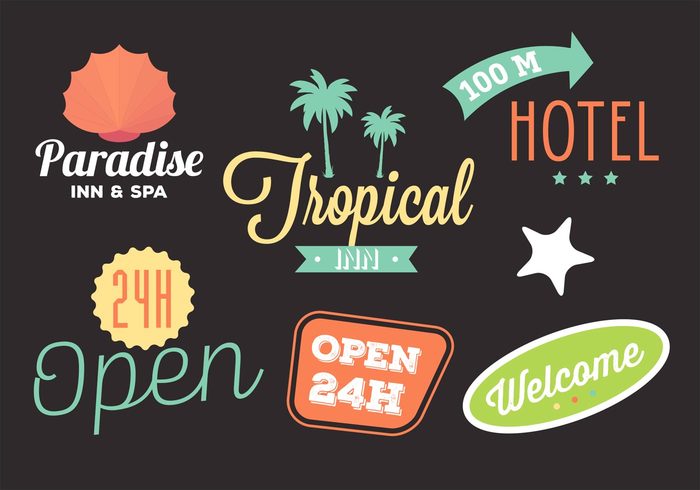 welcome vacation tropical tree travel tourism tour summer style sticker star spa retro paradise palm logo label inn hotels logos hotels logo hotel emblem circle business beach badge 
