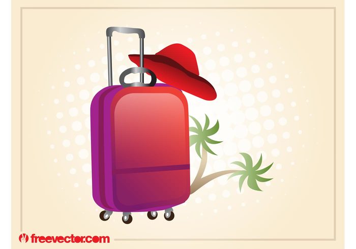 vacation Trolley suitcase trees travel summer suitcase palms icon holiday hat exotic 