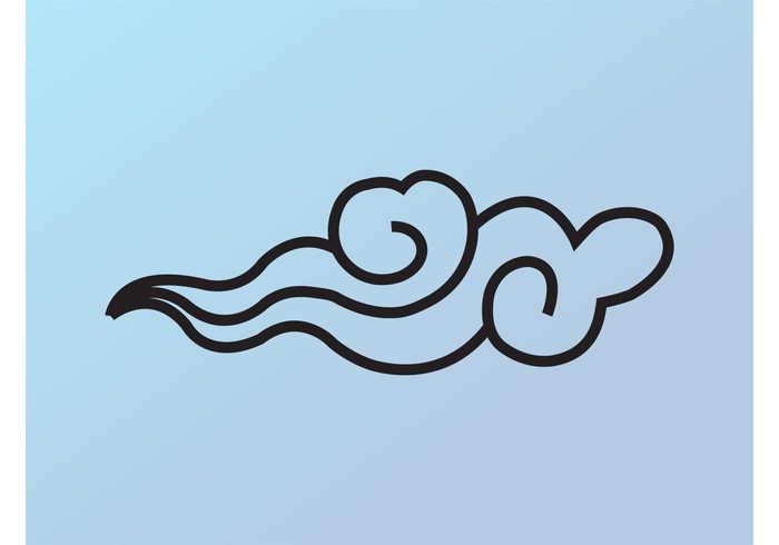 weather waving wave swirly stylized lines icon Gust curved climate blow Airwave air 