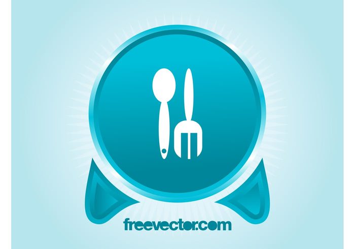 spoon round restaurant logo icon fork food cutlery circle button badge  