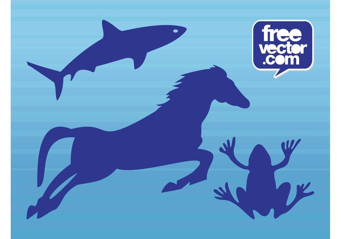 swim stickers silhouettes shark run nature logos icons horse frog fauna decals animals 
